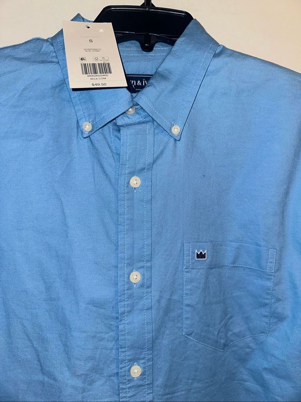 Crown & Ivy Small Blue Sky Classic Fit Button Down Shirt Men Brand New